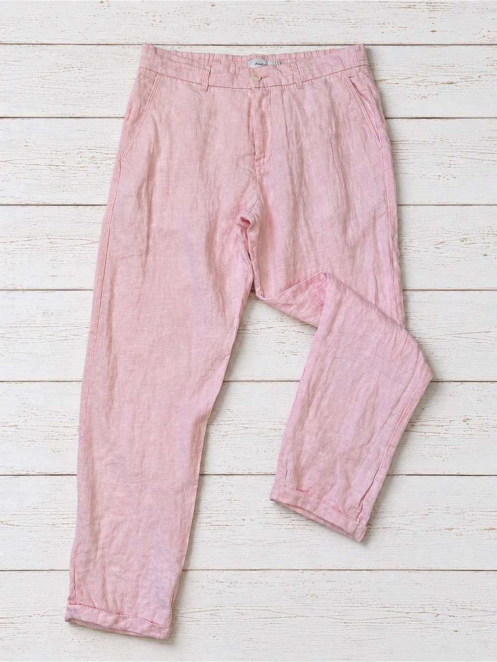 Porter & Ash Men’s Pink Linen Drawstring Resort Pants Size 32
